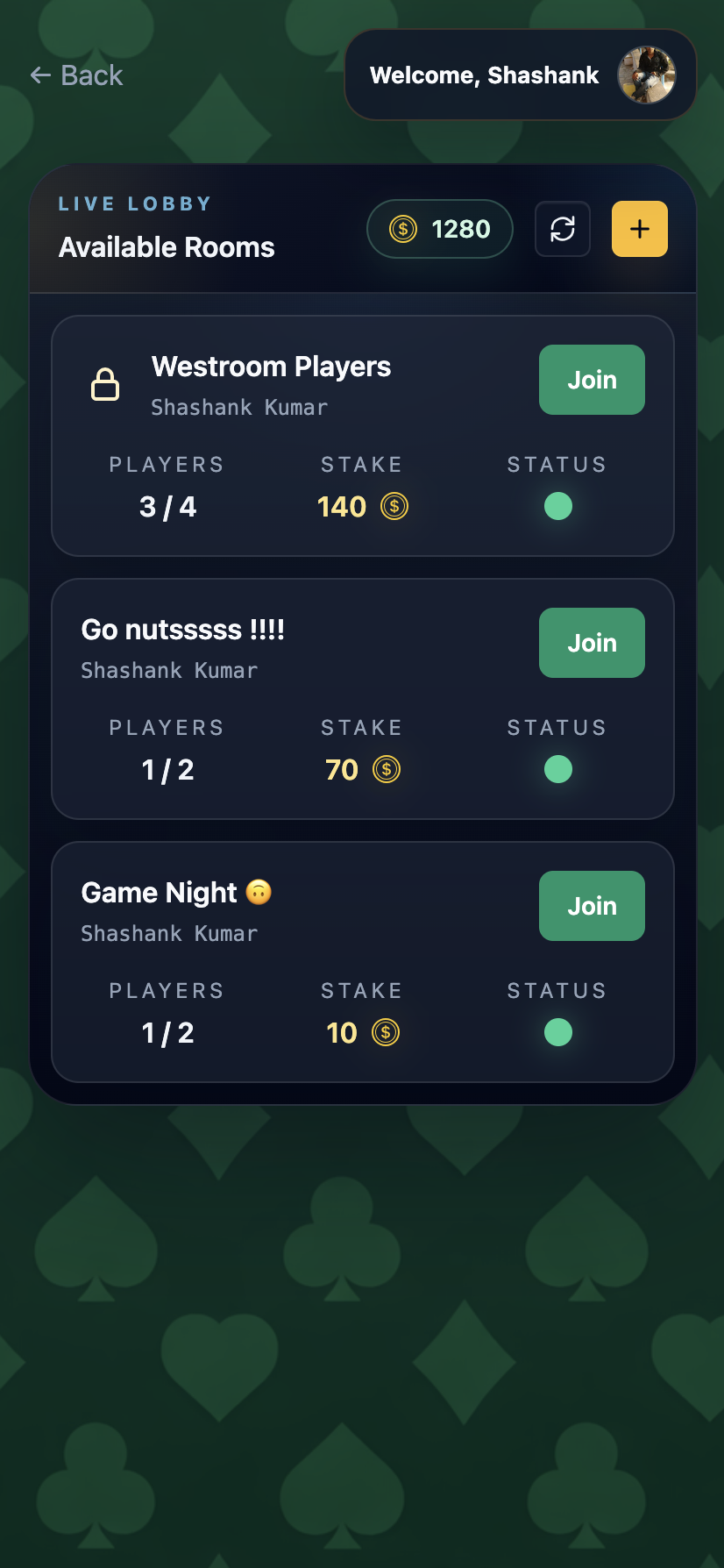 Sevens Royale lobby screenshot